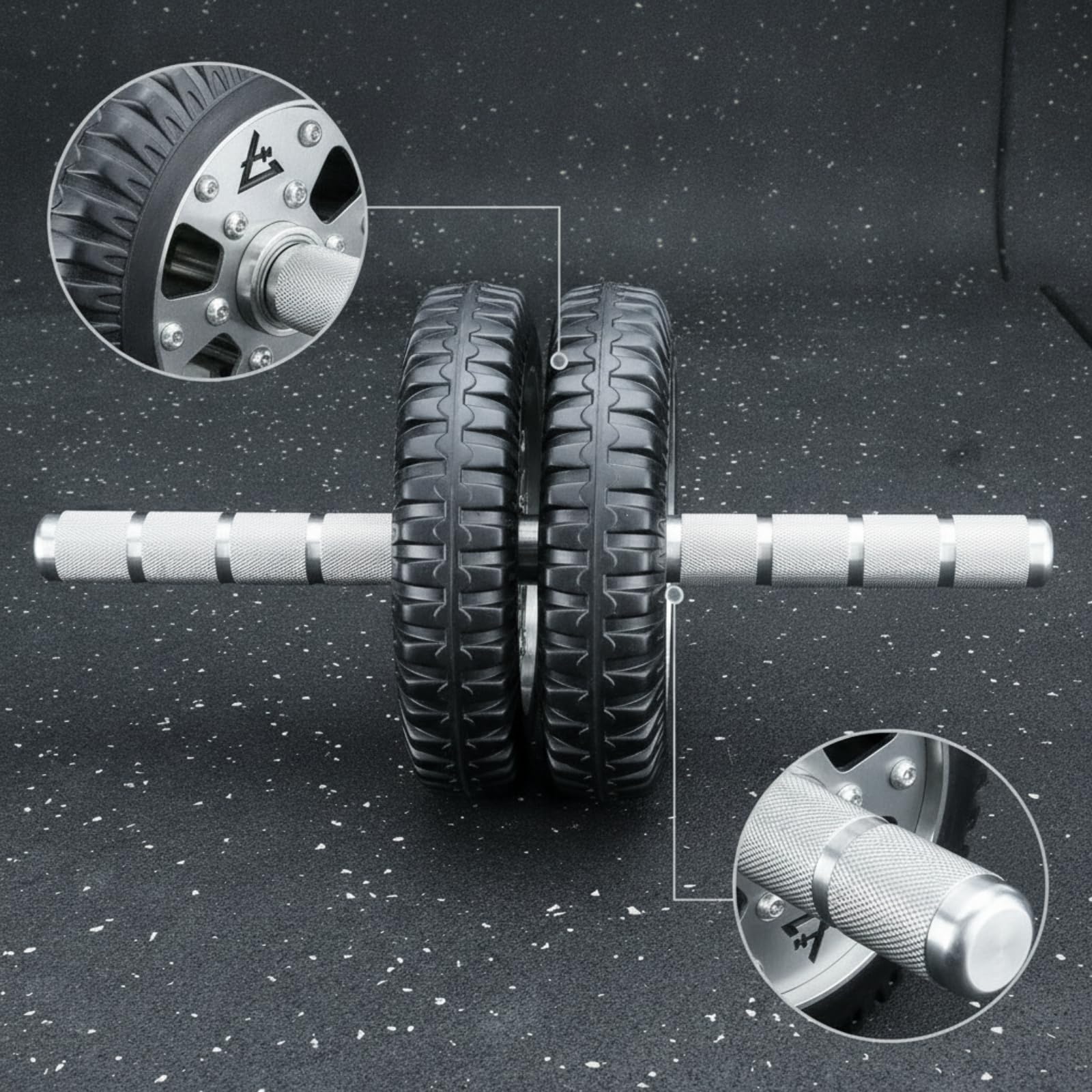 Ruota Addominali Fitness Rullo Addominale Roller Palestra Attrezzo Core Resistenza Acciaio 304 Presa Sicura Antiscivolo Rotolamento Morbido Adatta a, 200mm, Ruota Lunga