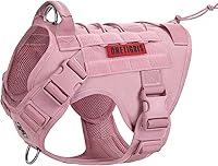 OneTigris Tactical No-Pull Dog Harness Vest with MOLLE Panels & Hook Loop - Pink Adjustable for Hiking Walking Training (Large)