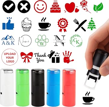 Custom Loyalty Card Stamp 12mm/0.47inch Personalized Self Inking Stamp for Business Coffee Card Shop Member Reward Small/Mini Logo icon Journal Stamp