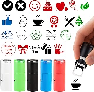Custom Loyalty Card Stamp 12mm/0.47inch Personalized Self Inking Stamp for Business Coffee Card Shop Member Reward Small/Mini Logo icon Journal Stamp