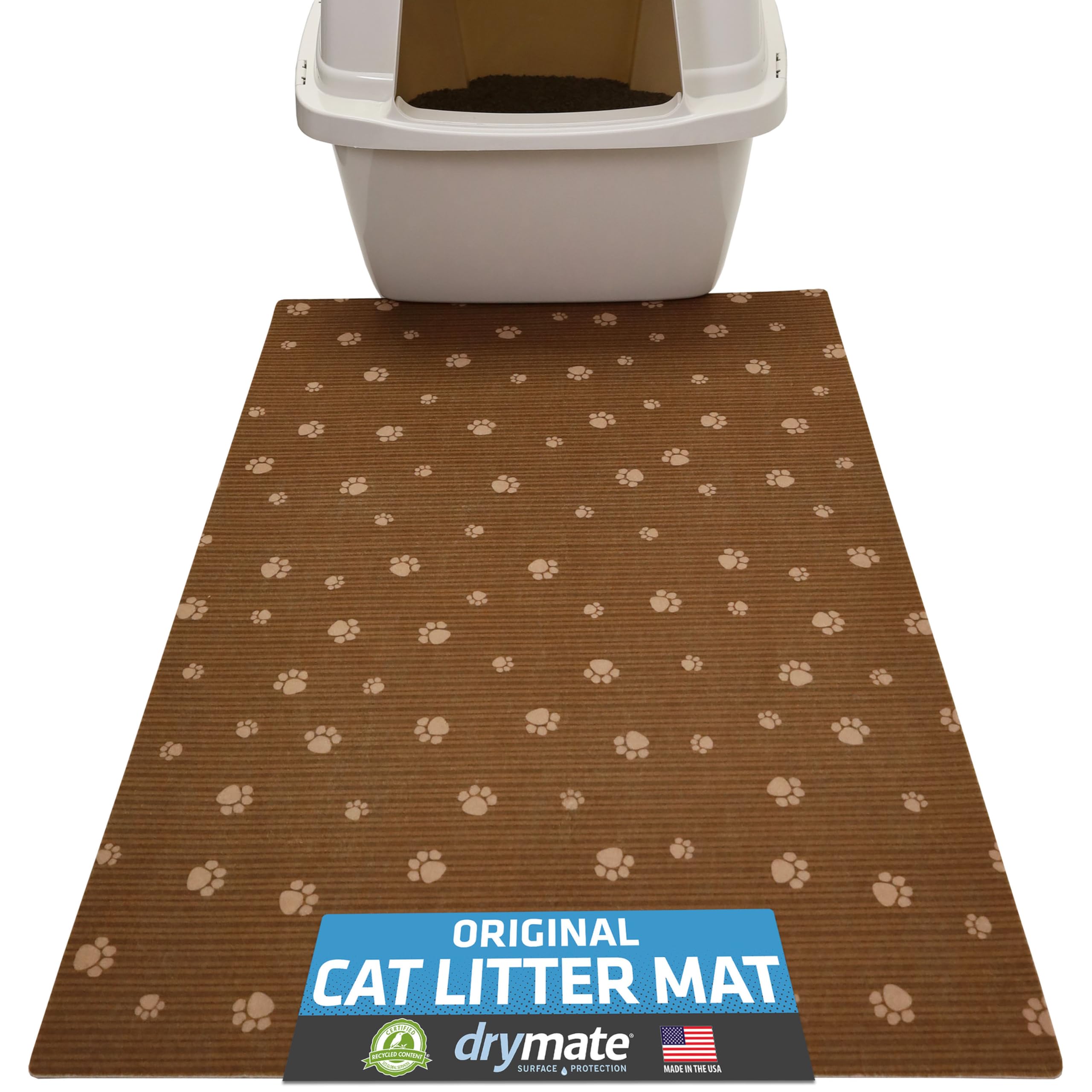 Drymate Tapete original para arena para gatos, contiene desorden de la caja, protege los suelos, a prueba de orina, lavable a máquina, suave para las patas de gatito, absorbente, impermeable