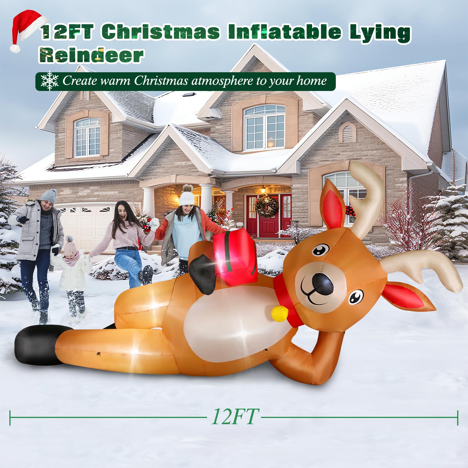 Reindeer Inflatable Realistic Snapklik.com : 12 FT Giant Christmas Inflatable Reindeer Outdoor ...