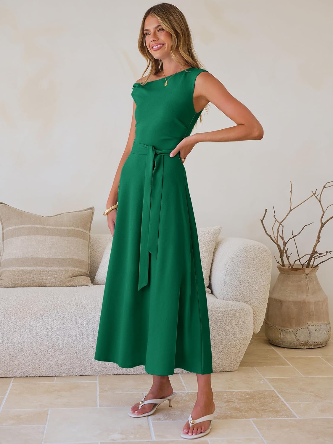 ANRABESS Women One Off Shoulder Wedding Guest Formal Dress Sleeveless Flowy Spring Summer Cocktail Evening Maxi Dresses 2026