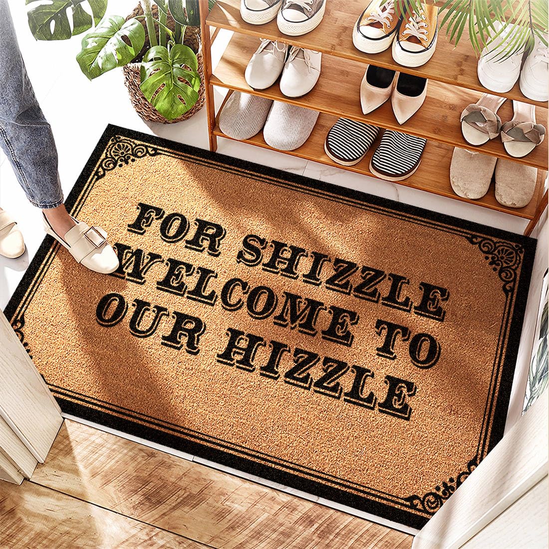 Tapis de bienvenue amusant en coco pour grande porte d'entrée et zone de boue