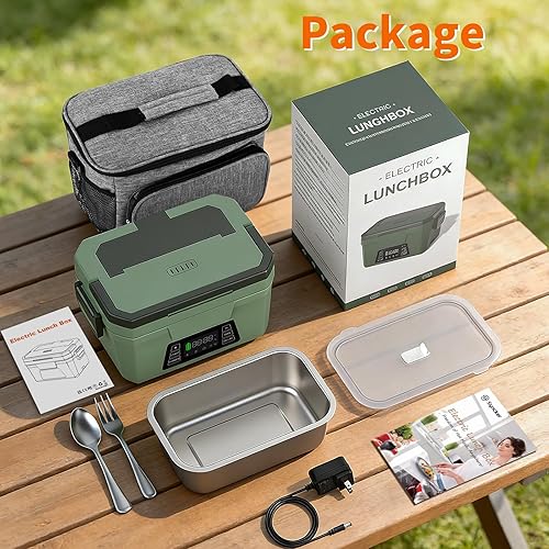 Miniatura 8 de Monteka Lonchera Eléctrica Inalámbrica para Adultos, Lonchera Calentada Recargable con Calentamiento Programado, Calentador de Alimentos Portátil