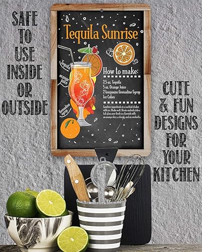 Miniatura 4 de Tequila Sunrise Bar Recipe - Great Cocktail Drink Mix Decoration, Home Bar and Shed Decor, Kitchen and Bar Restaurant Display, 8x12 Indoors or