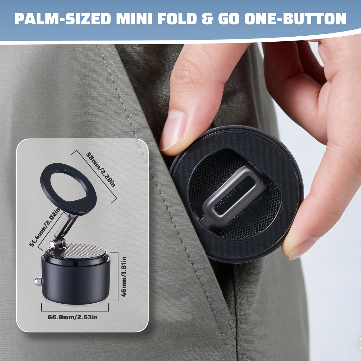 Car Phone Holder for Magsafe with Wireless Bluetooth Speaker, Cell Phone Stand HD Surround Sound Perfect for Home and Outdoors with Bluetooths Speakers for Desk Compatible with iPhone/Samsung Galaxy