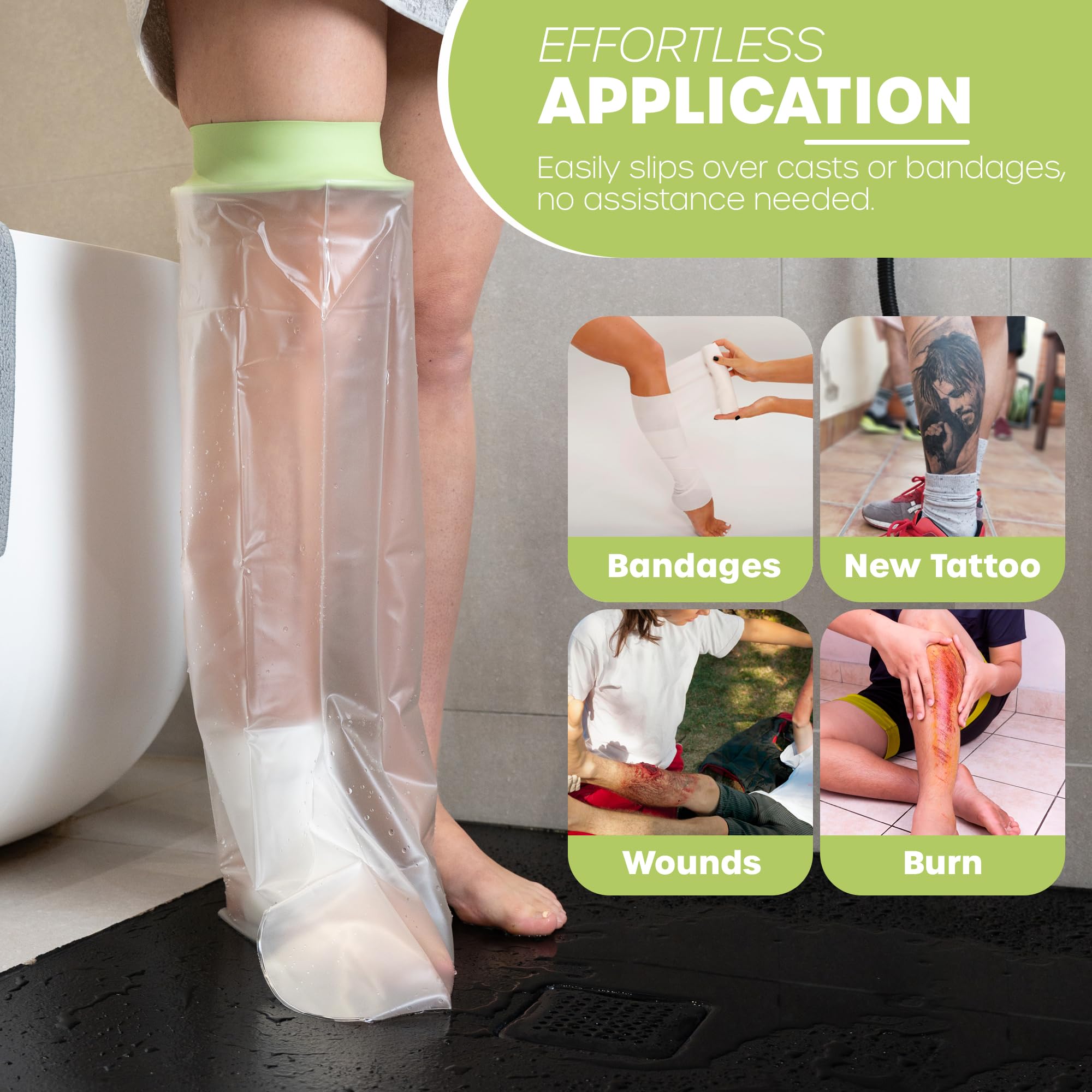 CASTGUARD Premium Silicone Waterproof Shower & Bath Protector (Adult Short Leg) - Image 2