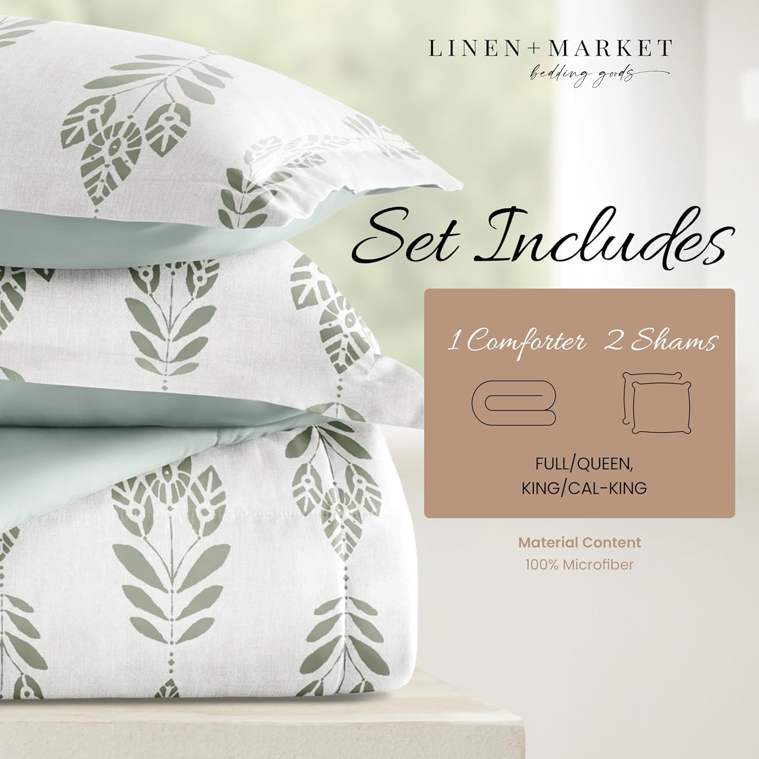 Linen Market Reversible Queen Size Comforter Set (3 Piece) - Soft and Lightweight Down Alternative Comforter Queen Set - This Includes Your Queen Comforter and 2 Pillow Shams