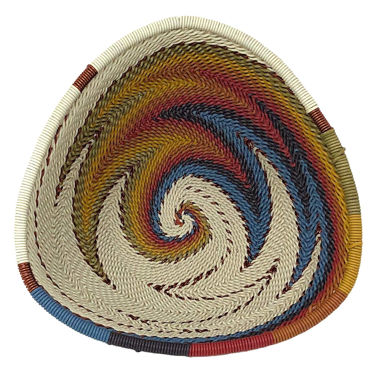 Bridge for Africa Fair Trade Zulu Telephone Wire 4.5-inch Small Triangle Basket, White Desert