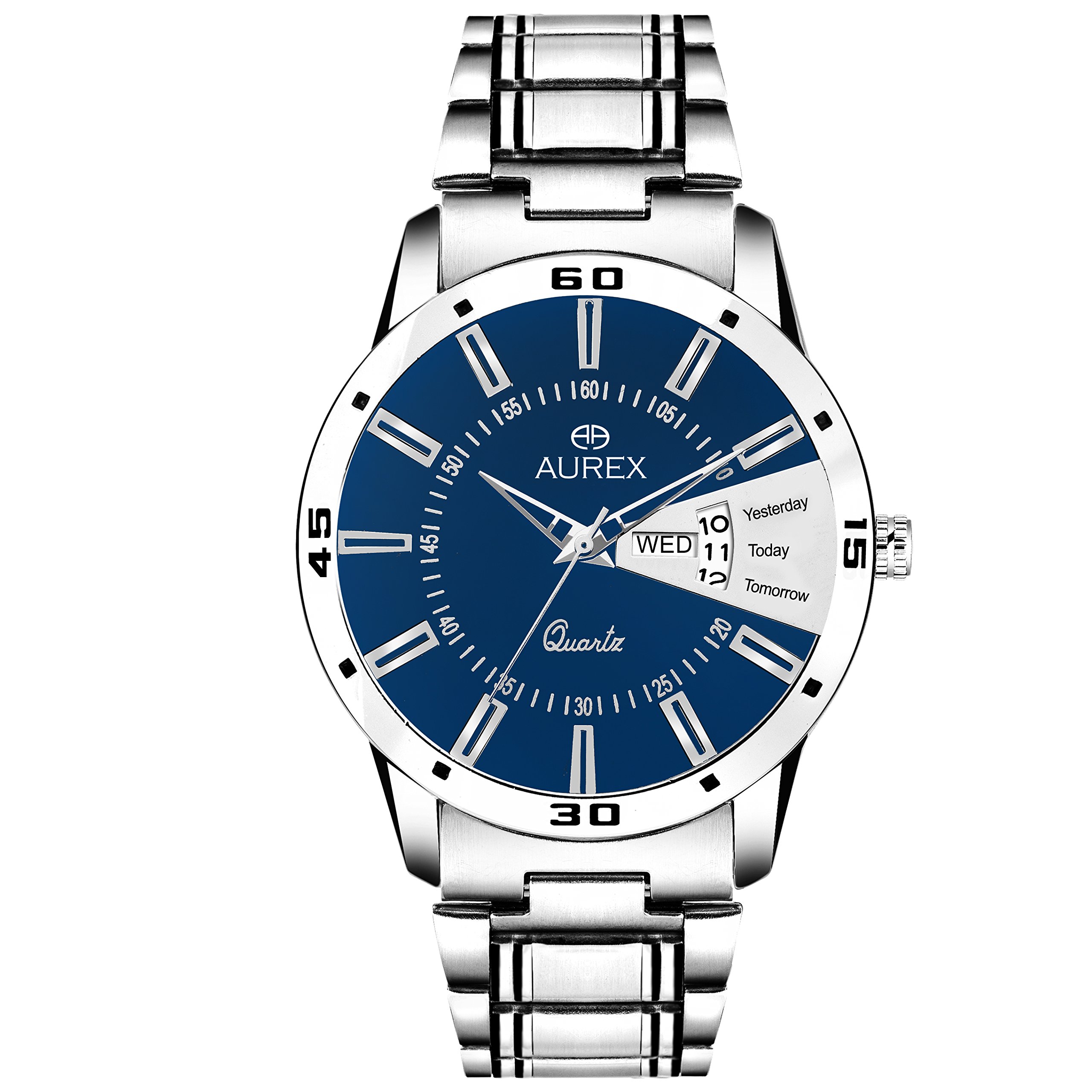 AUREX Stainless Steel Day and Date Blue Dial Analog Mens Watch (AX-GR102-BLC) (B07C81BV93) Amazon Price History, Amazon Price Tracker