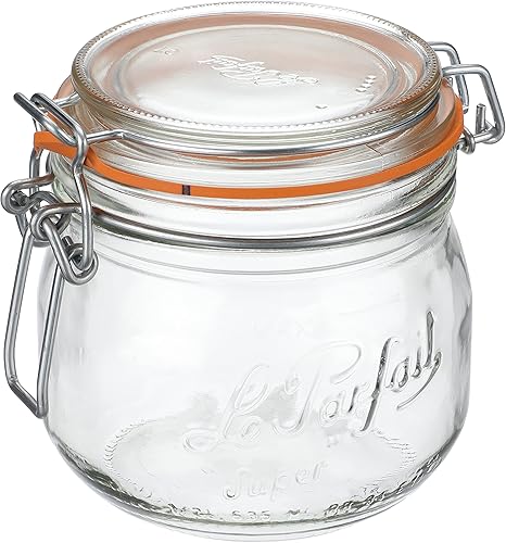 Le Parfait 960507 - Tarro vocal de cristal, 1.6 onzas líquidas (0.5 L), recipiente de almacenamiento