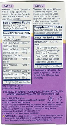 Miniatura 6 de Renew Life Adult Cleanse CandiSmart - Programa de limpieza de levadura de 15 días - Kit de 2 partes - Sin gluten y lácteos - 60 cápsulas