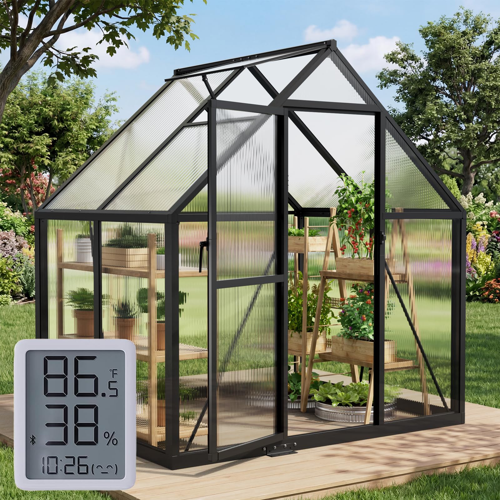 Sylviera 6x4 FT Polycarbonate Greenhouse