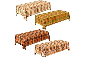 4PCS Orange Plaid Tablecloth for Fall Thanksgiving