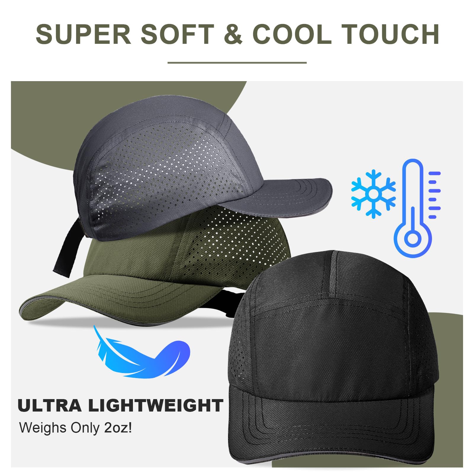Oversize XXL - Gorra de béisbol de secado rápido para hombre, de malla transpirable, ligera, para cabeza grande, Negro - 2