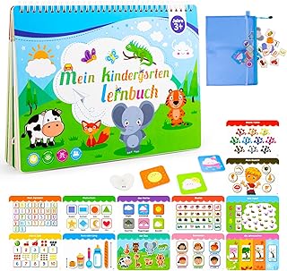Weokeey Montessori Toy Quiet Book from 3 Years, Educational Toy Sticker Book with 12 Activities, Travel Toy Busy Board Activity Book, Children's Toy Gift for Boys and Girls 2-4