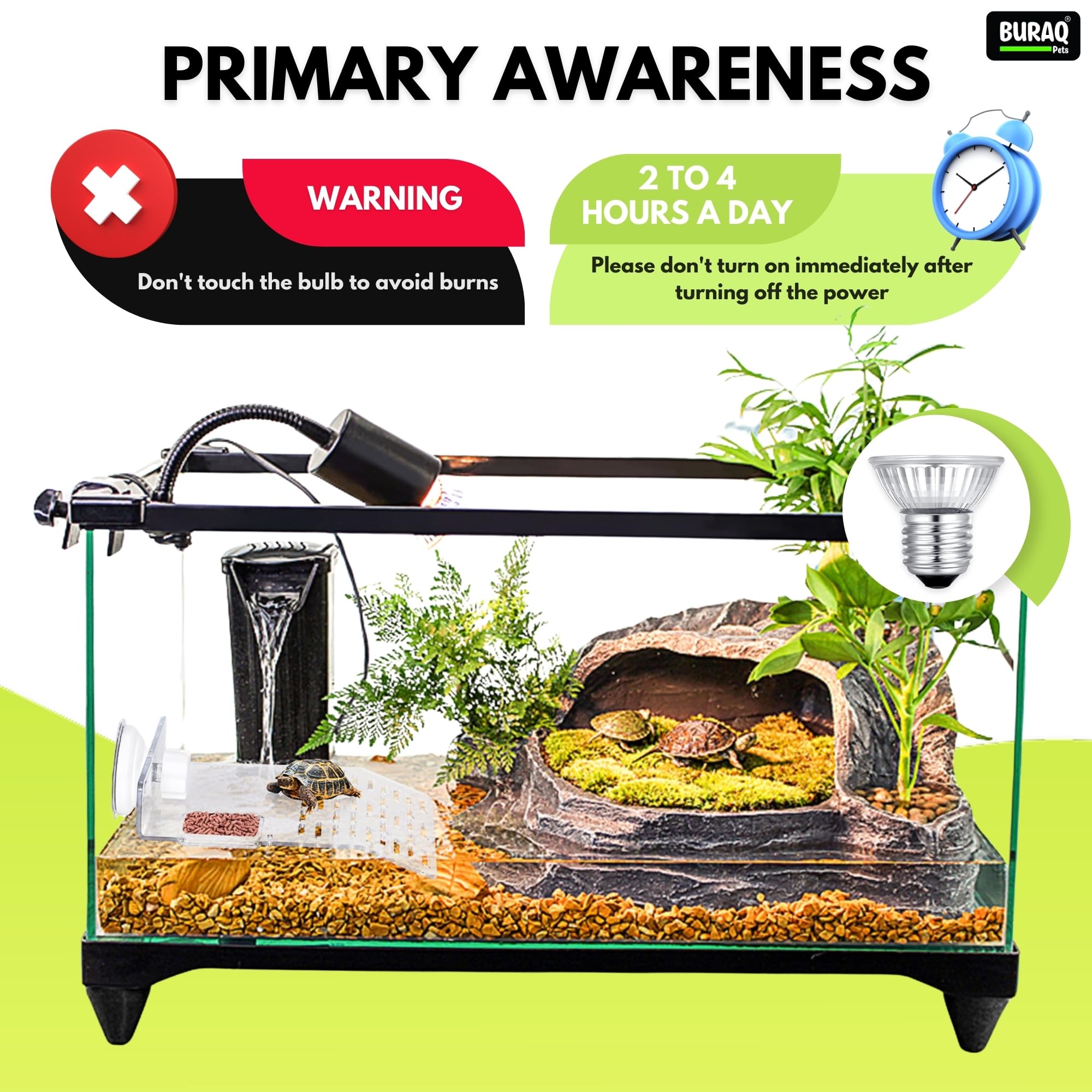 KILLERWHALE UVB Heat Lamp Combo for Turtles, Lizards & Tortoises 2 * 50W 4