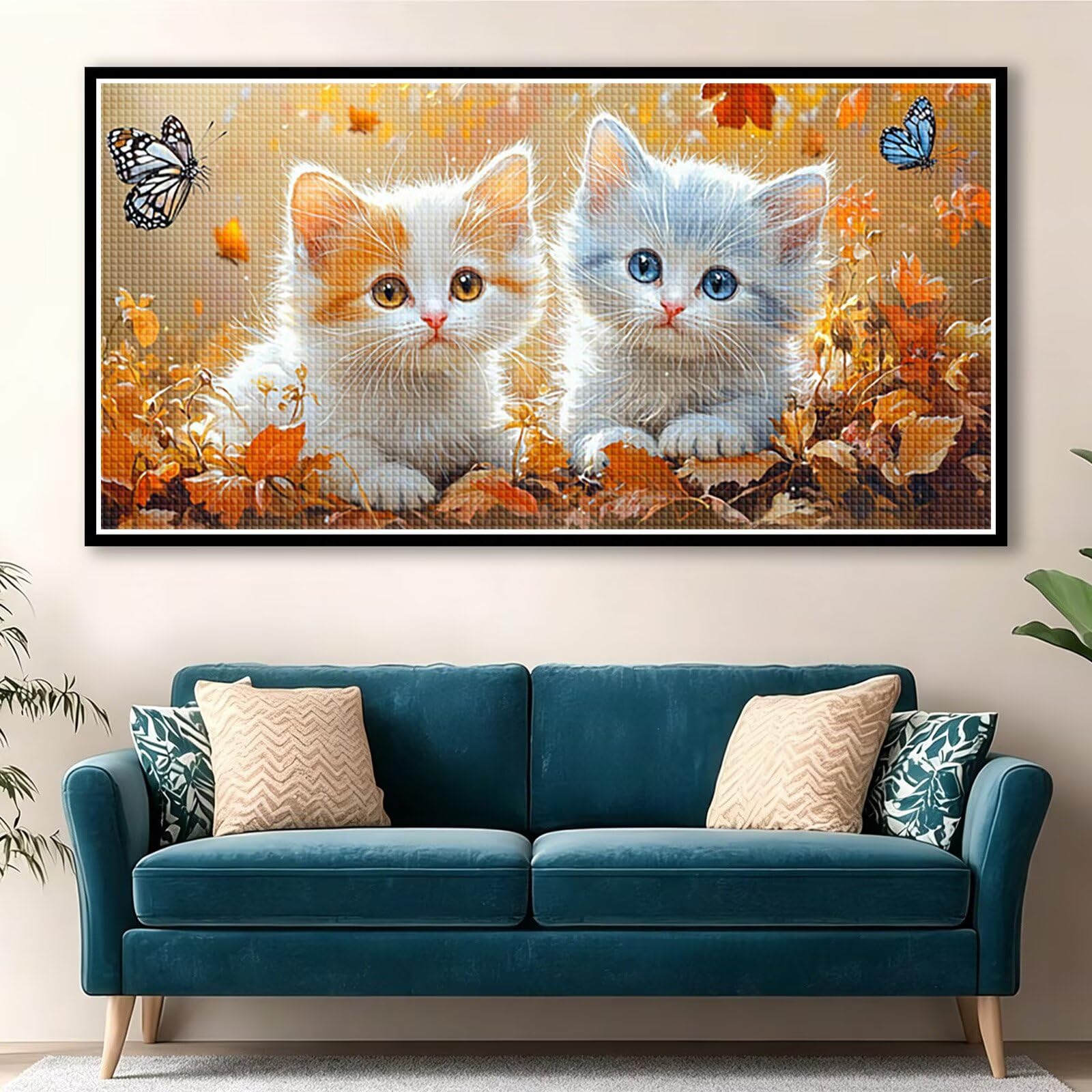 Diamond Painting Grande 160x80cm Gato Diamond Painting Adultos, DIY Mariposa Pintura de Diamante Manualidades Adultos, 5D Cuadrado Rhinestone Bordado Punto de Cruz para Home Decoration Regalo 0J-743