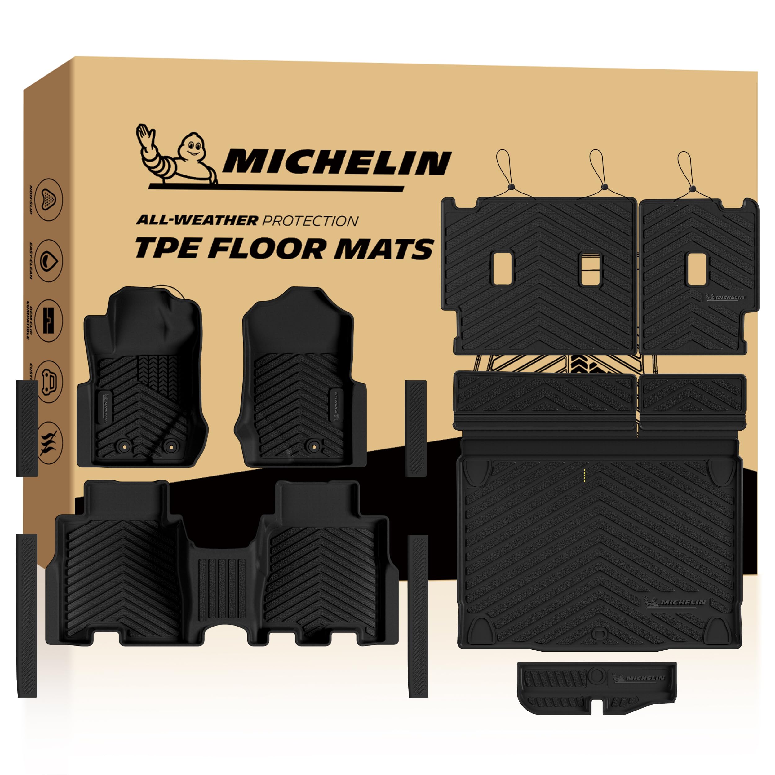 Michelin Vehicle Mats, All-Weather TPE Custom Fit Liner for 2021-2026 Ford Bronco 4-Door(11 Piece), Premier