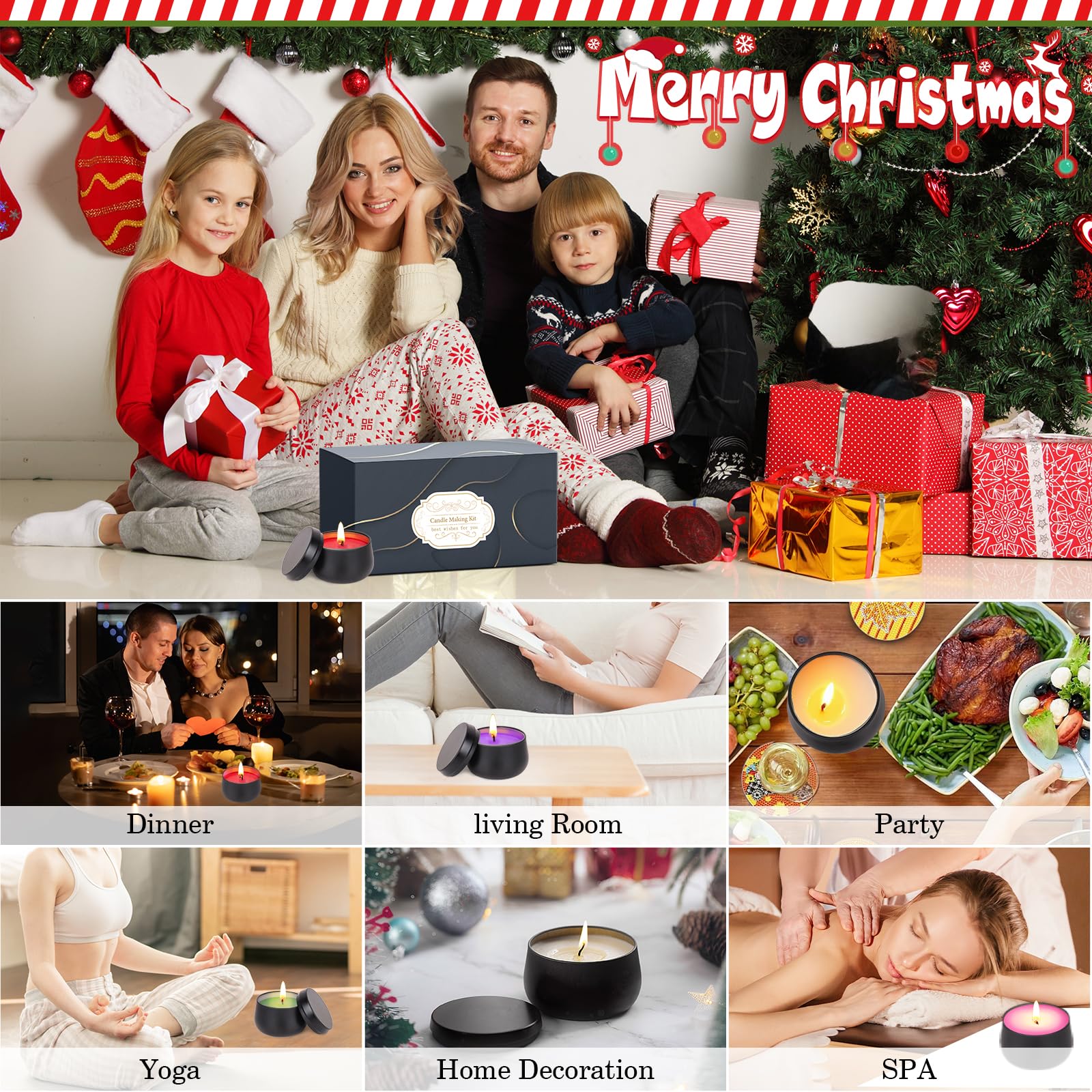 Candle Making Kit for Adults - DIY Scented Candles Making Supplies with Soy Wax,Wax Melter, Essential Oils, Color Dyes, Wicks Sticker, Candle Tins - Full Candle Making Set - Perfect Home Decoration