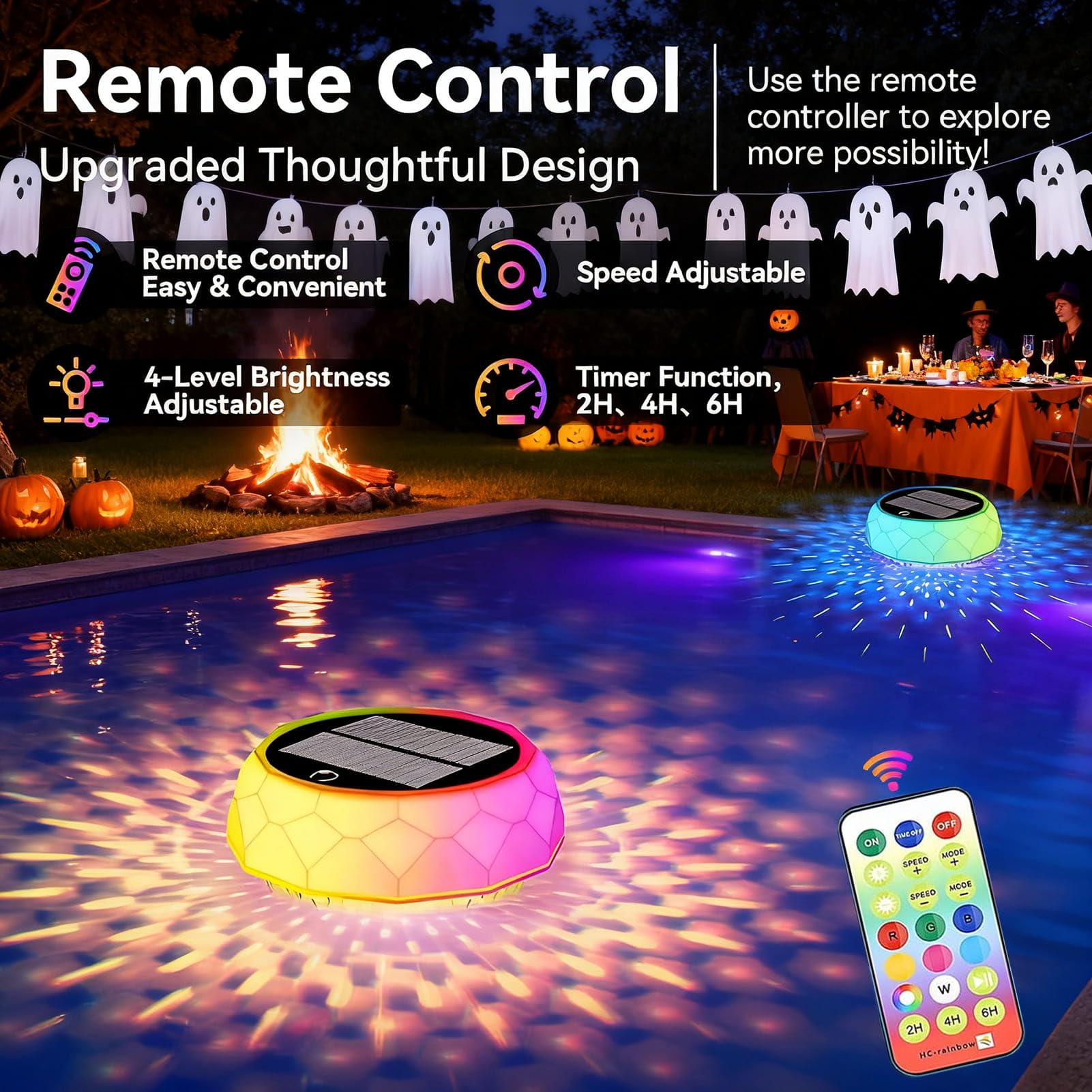 yowin Solar Pond Lights, Floating Hot Tub Lights with Remote - Image 3