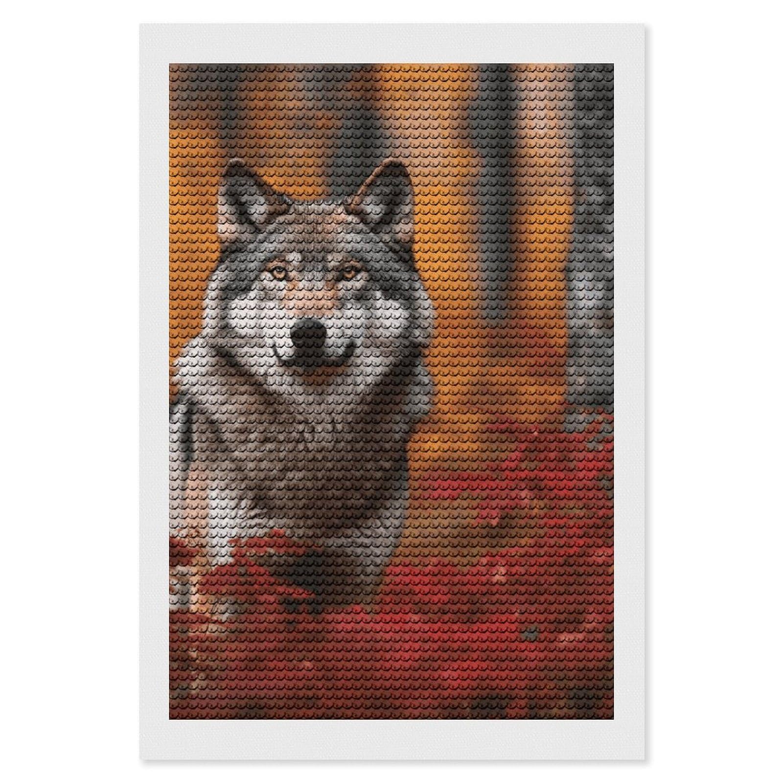 Wolf Diamond Painting Kits for Adults, DIY 5D Diamond Painting Kits for Beginners, Round Full Drill Diamond Dots Paintings, Diamonds Pictures Gem Art for Crafts Home Decor 8"x12"