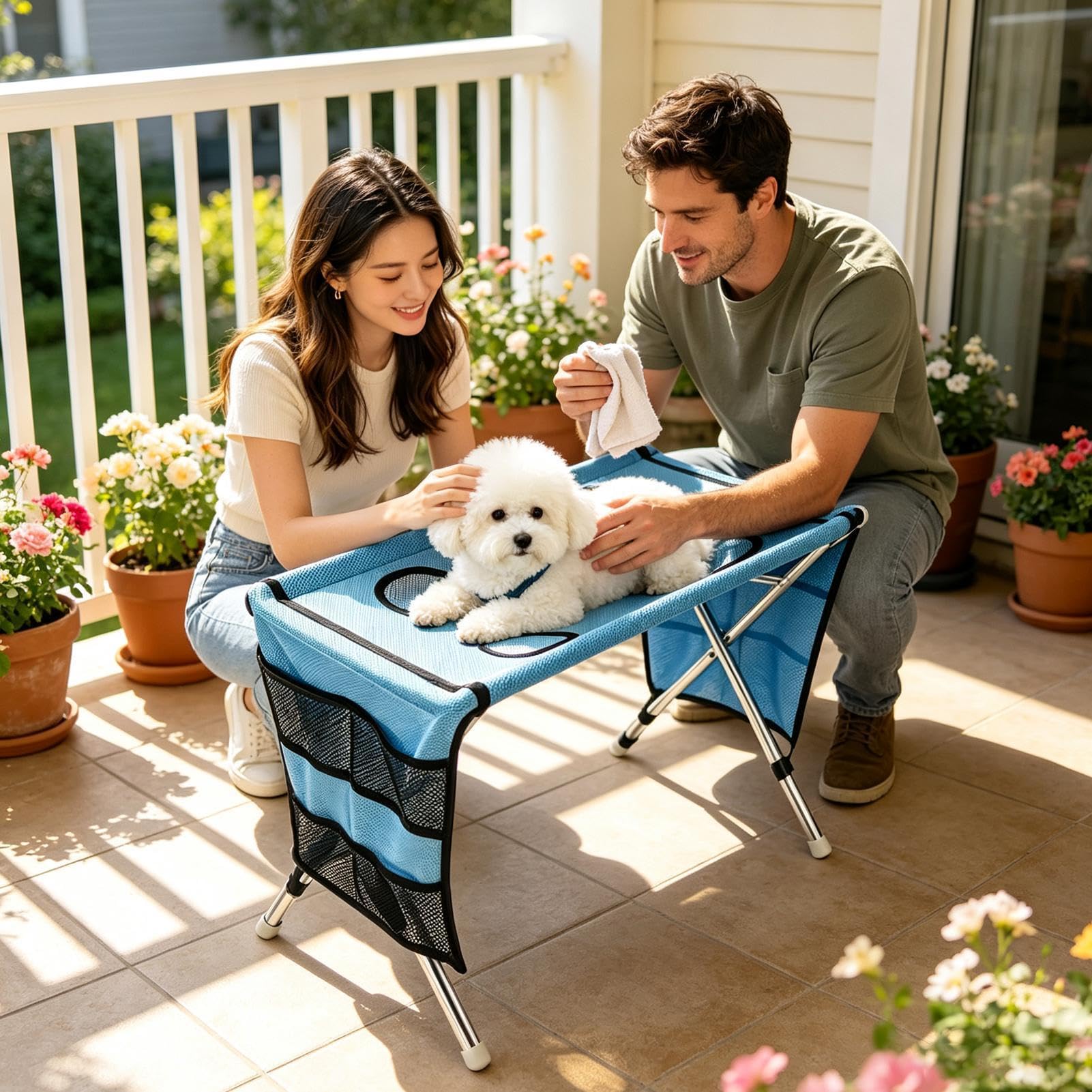 Hamac De Toilettage Pour Chiens Pliable en acier inoxydable à respirante 8