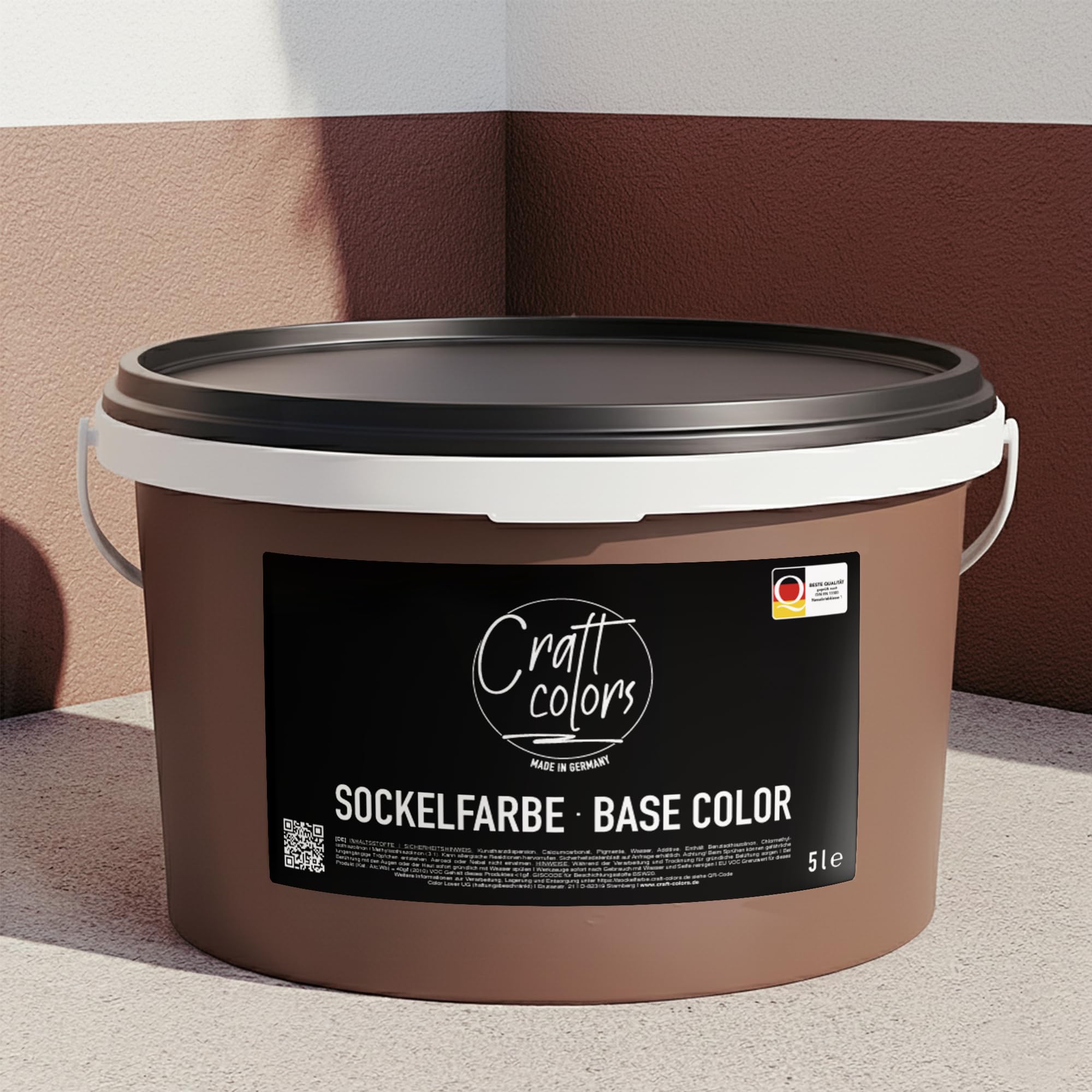 Sockelfarbe 5L Dunkel Braun | hochwertige Farbe für Beton, Mauerwerk, Kellerwand, Fassade & Dachflächen | Nassabriebklasse 1 | Made in Germany |Wetter & UV-Beständig