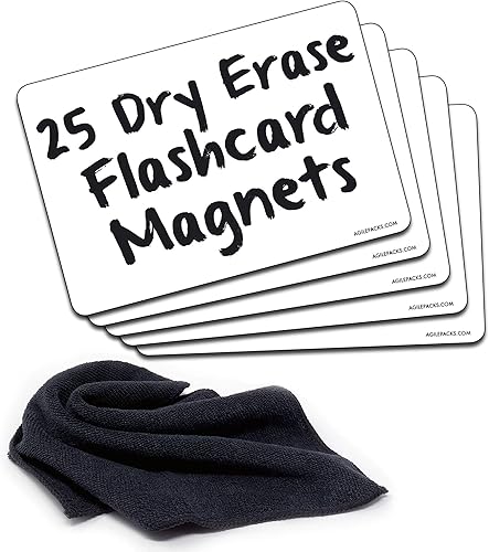 Tarjetas magnéticas de borrado en seco para el hogar, aula, profesores, estudiantes | Imanes de pizarra blanca reutilizables 4 x 6 más paño