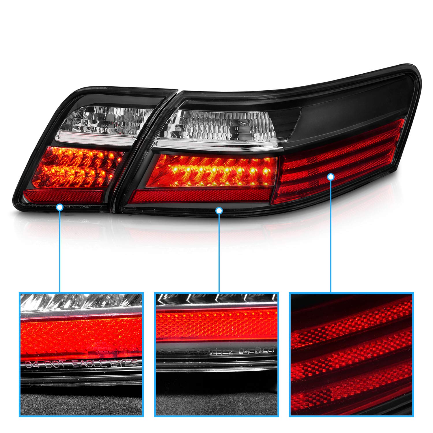 2007-2009 TOYOTA CAMRY DUAL CCFL HALO PROJECTOR HEADLIGHTS BLK