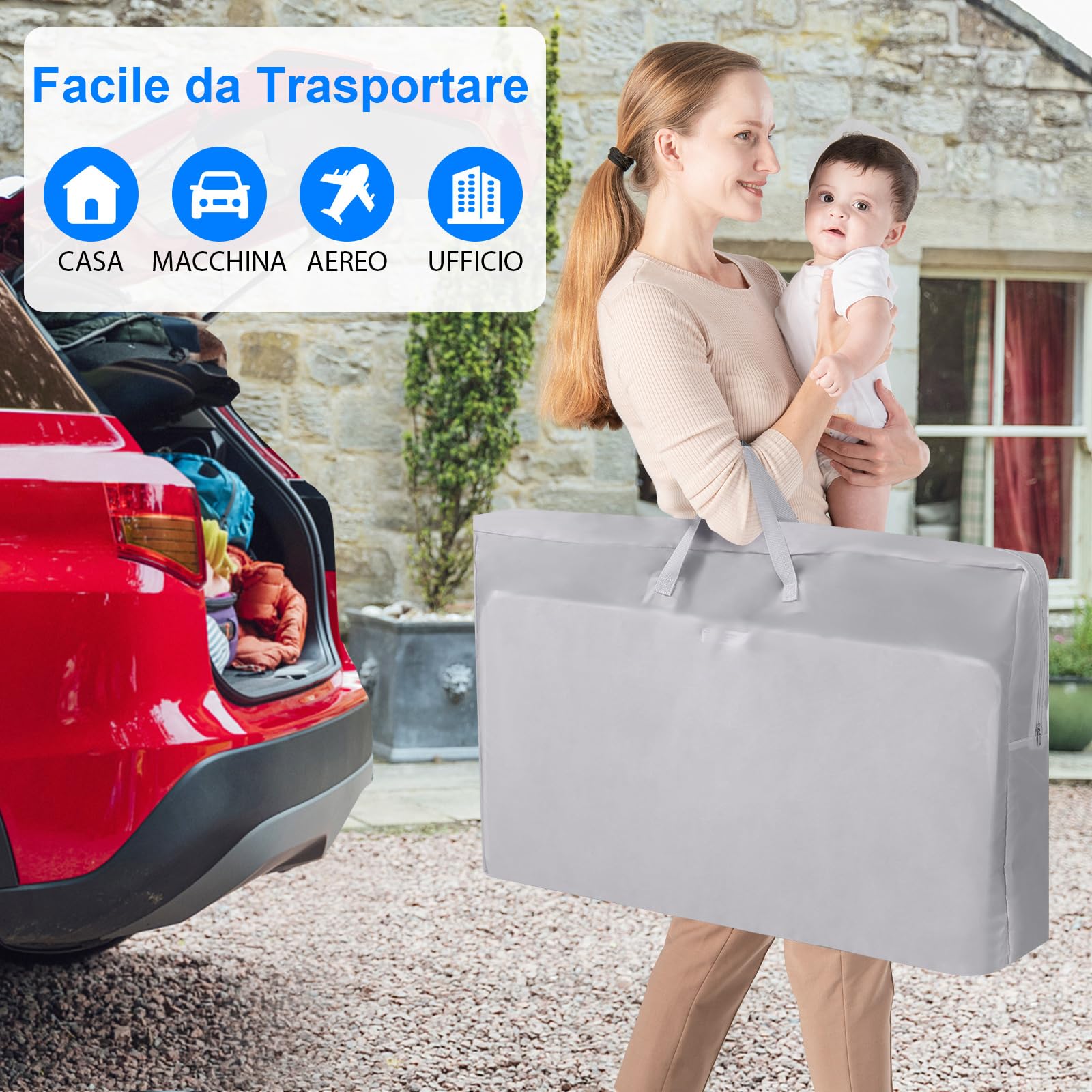 COSTWAY 3 in 1 Culla Neonato Fianco Letto, Lettino Neonato Dondolo con Materasso, Culla Co-Sleeping Fino a 9 kg, Altezza Regolabili, 84 x 59,5 x 80,5cm (Grigio)