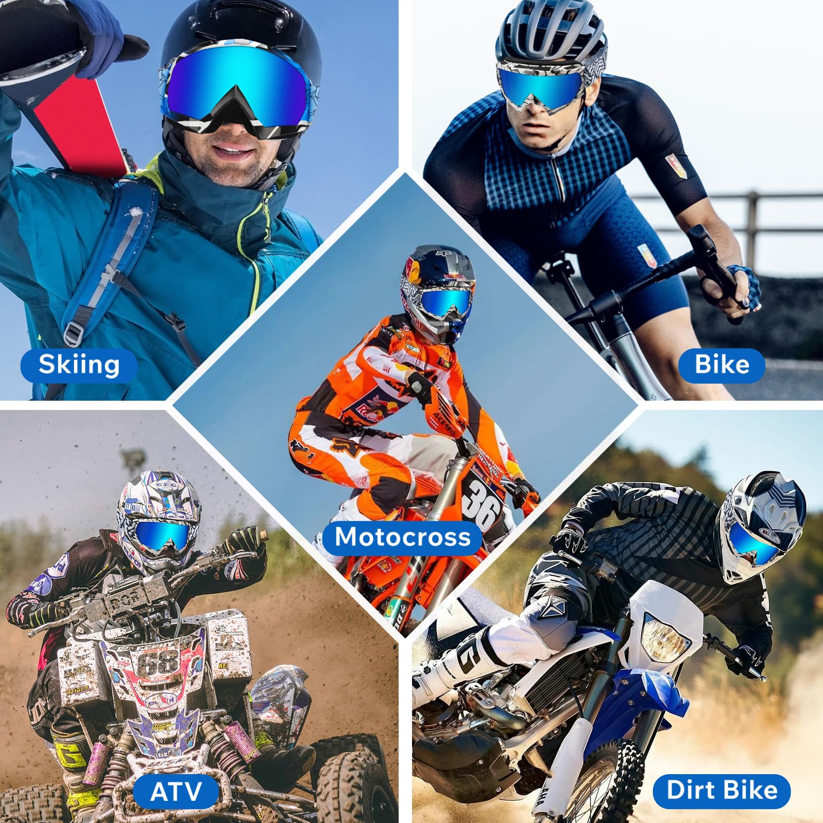 Gogle motocrossowe przeciwmgielne UV ATV jazda terenowa motocross
