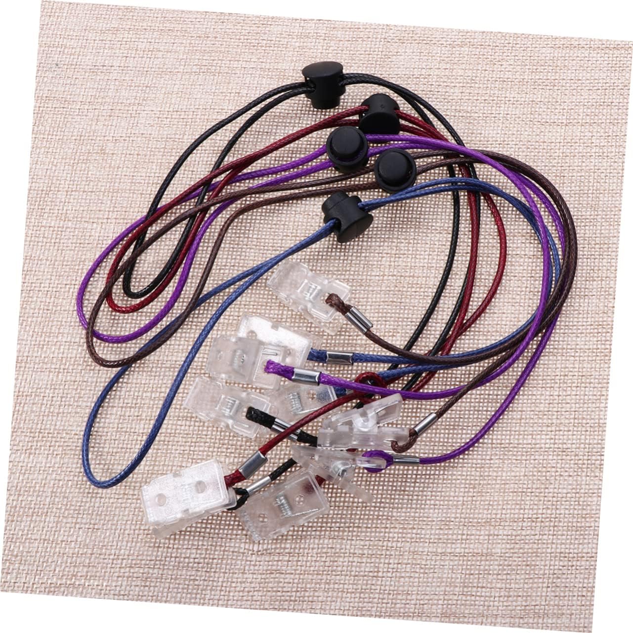 5Pcs Napkin Clips with Flexible Lanyard Neck Strap Durable Napkin Holder Chain for Home Dining Clinics and Drawing Studios