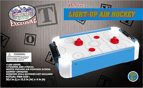 Miniatura 2 de Matty's Toy Stop Juego de 2 juegos de mesa de madera de lujo de 20 pulgadas con luz LED que brilla en la oscuridad, hockey aéreo (discos extra) y