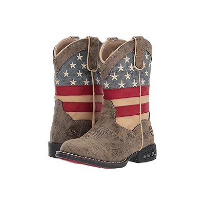 Roper Kids Patriot (Toddler/Little Kid) Cowboy Boots Faux Leather Vamp Stars & Stripes Shaft