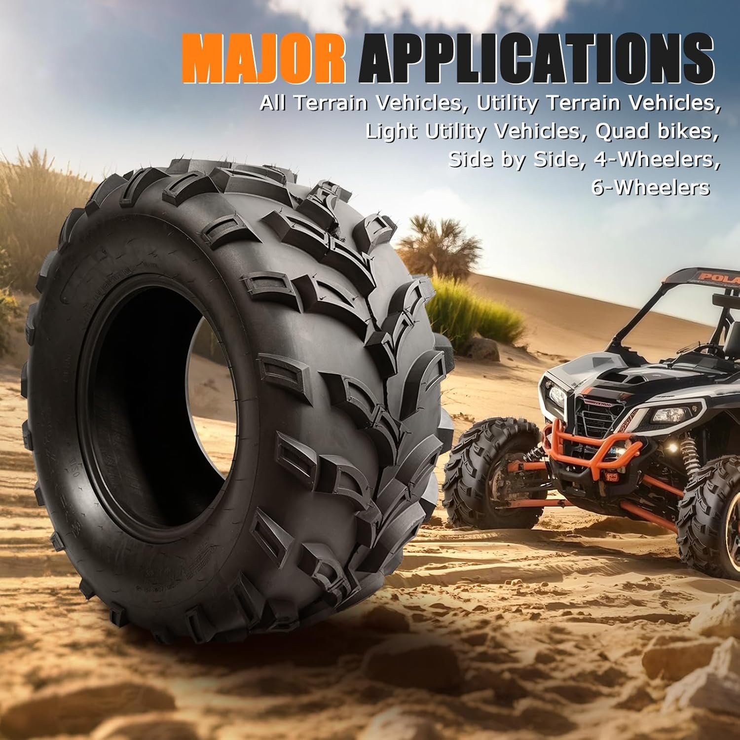 TRIPOWER ATV Tires 26x9-12 Front & 26x11-12 Rear All Terrain UTV Trail Sand Mud Off-Road Tires, 6 Ply Tubeless Full Set of 4