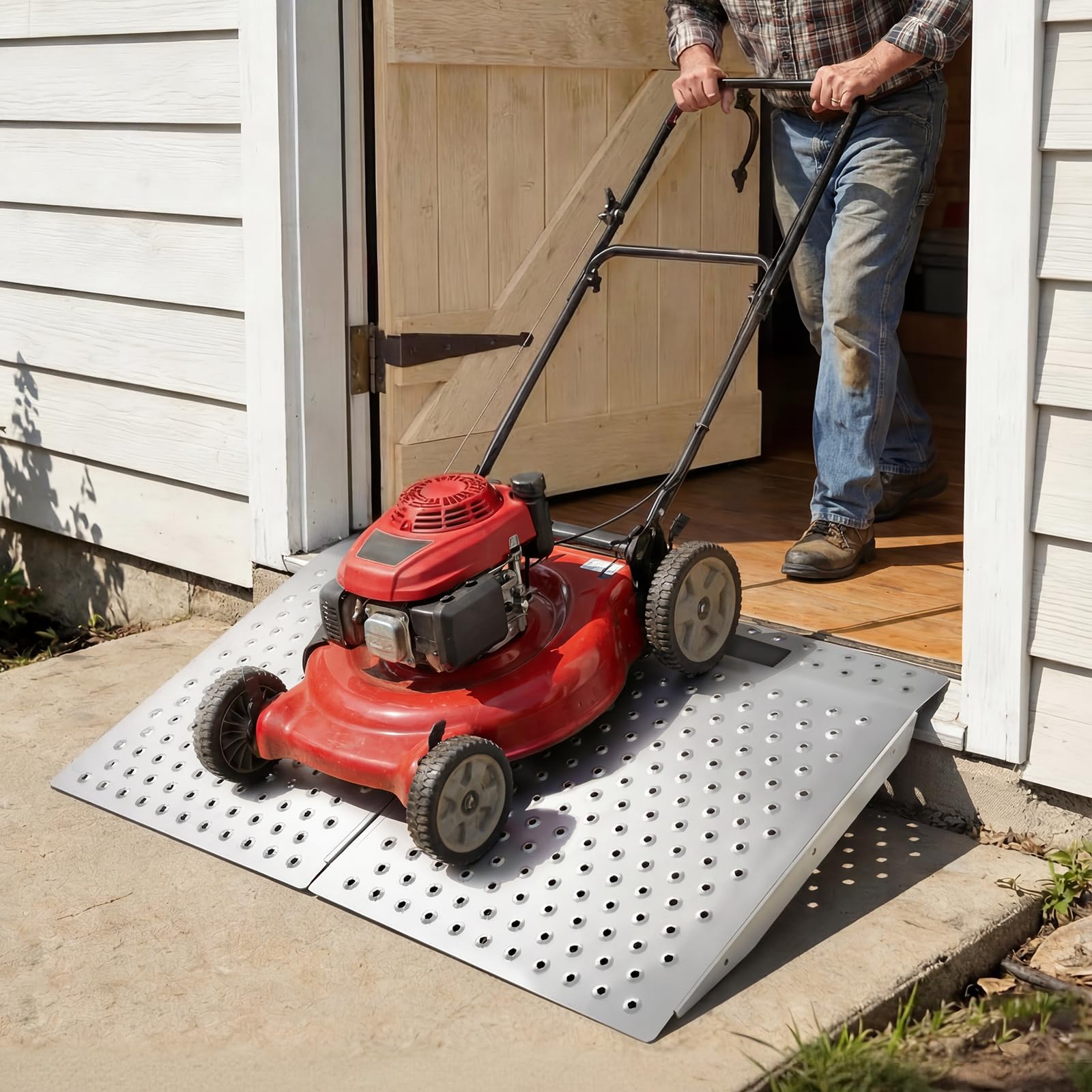 VEVOR Rampa para Silla de Ruedas de Aluminio 750 x 617 mm, Rampa de Umbral Antideslizante, Plataforma Capacidad de 340,2 kg para Puertas, Garajes, Carretillas, Andadores, Scooters y Equipos con Ruedas