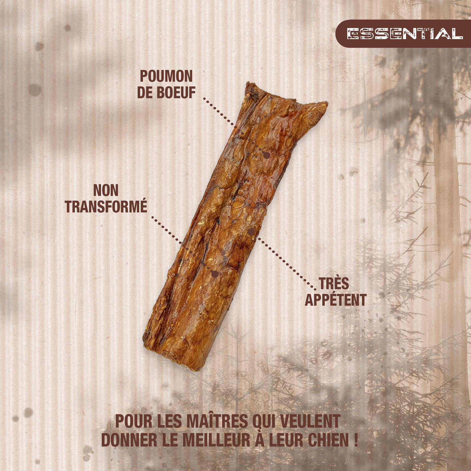 Riga - Essential Poumons De Bœuf Séchés - Friandises Chien - Riche en Protéines - 100% Naturel - Non Transformé - Longue Durée - Mastication Et Récompense - Gourmandise Naturelle Savoureuse - 100 g