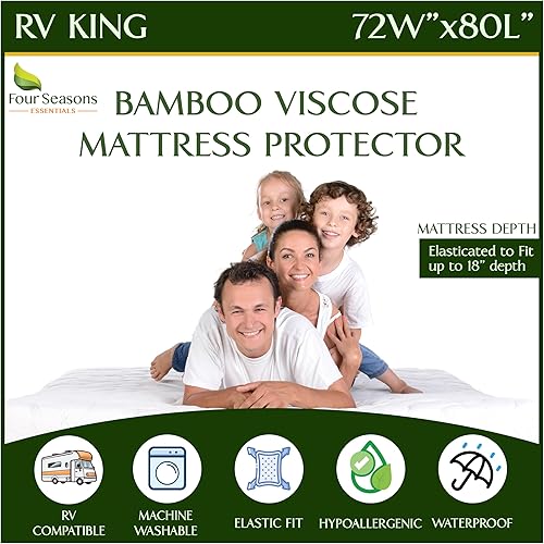 Miniatura 30 de Protector de colchón Queen corto para caravana, funda de colchón para cama de 60 x 75 pulgadas, 100% impermeable, silencioso, hipoalergénico