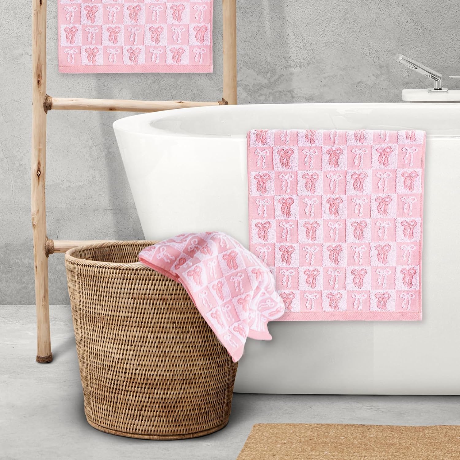 2 Pcs Pink Hand Towels for Bathroom Coquette Bow Hand Towels 3D Pink Bow Jacquard Weave 100% Cotton Soft Towels Decorative 13. 7 x 29. 5Inch Facecloth Preppy Bathroom Decor for Bridal Shower Wedding