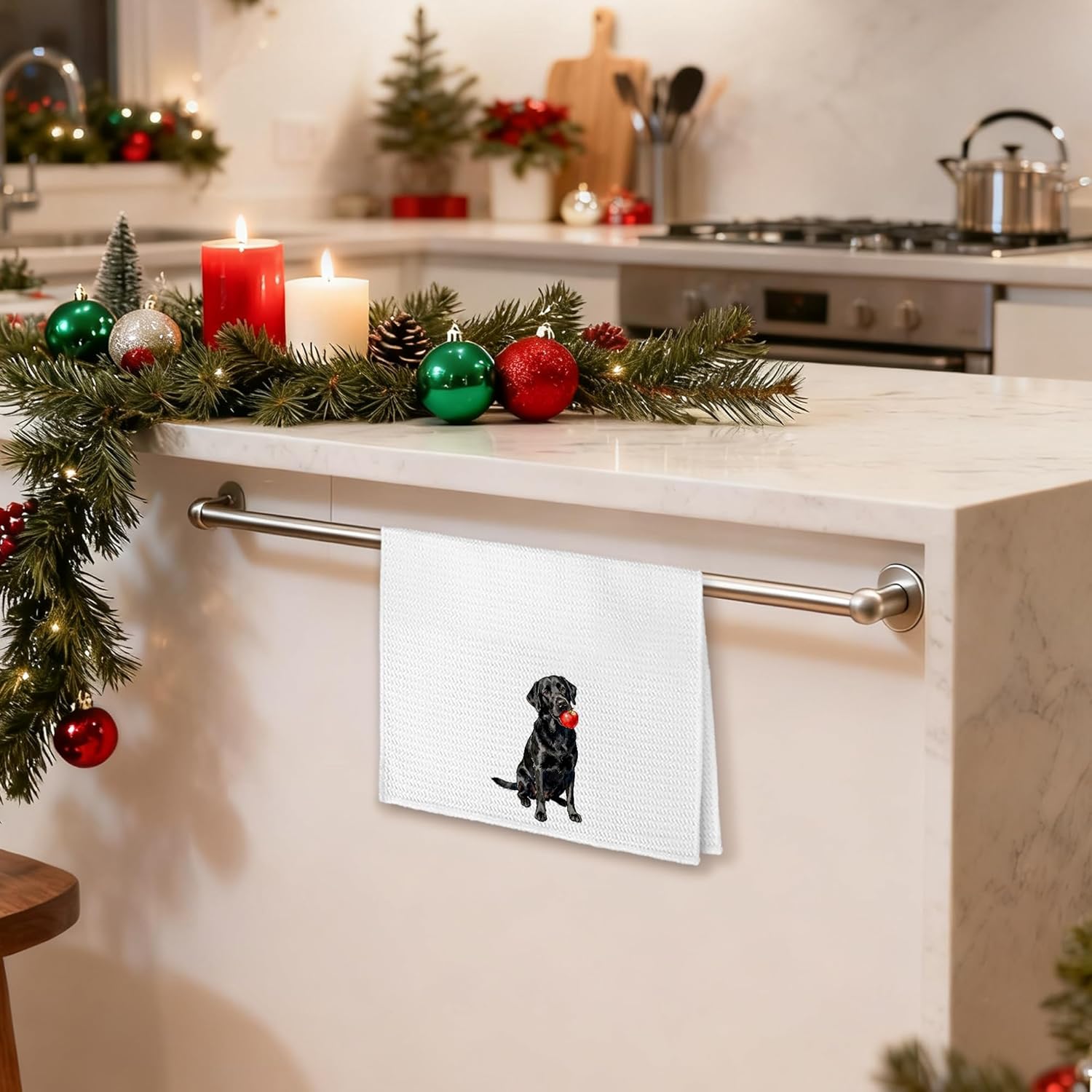 Black Labrador Retriever Kitchen Towels 16x24 in, Black Lab Gifts, Gifts for Labrador Dog Lovers, Funny Tomato Lab Decorative Hand Tea Dish Towels for Kitchen Dining Room - Image 3