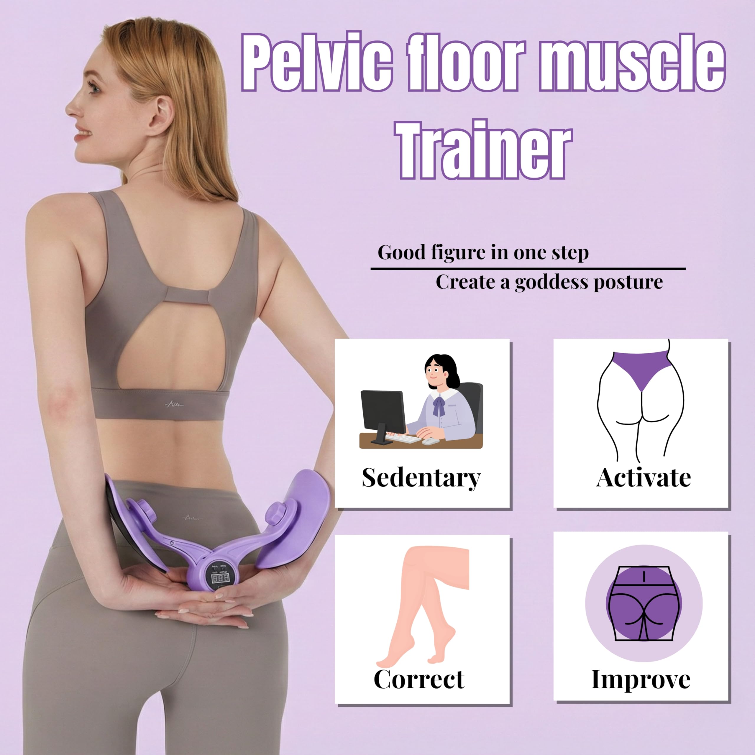 PRANIJ Hip Pelvic Trainer for Men, Women | Thigh Master & Inner Thigh Exerciser | Postpartum Pelvic Floor Strengthening, Leg Workout Equipment | Portable Fitness Tool for Home Gym Office (Digital) 4