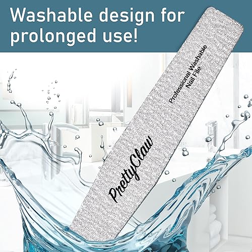 Miniatura 5 de PrettyClaw  10 limas de uñas profesionales de grano 8080, lima de uñas acrílicas de diamante de cebra de doble cara, centro de plástico, tablero de