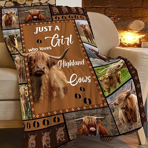 Manta de vaca Highland, regalo para mujeres y adultos, ultra suave y acogedora, cálida y ligera, manta de vaca de las tierras altas, decoración para