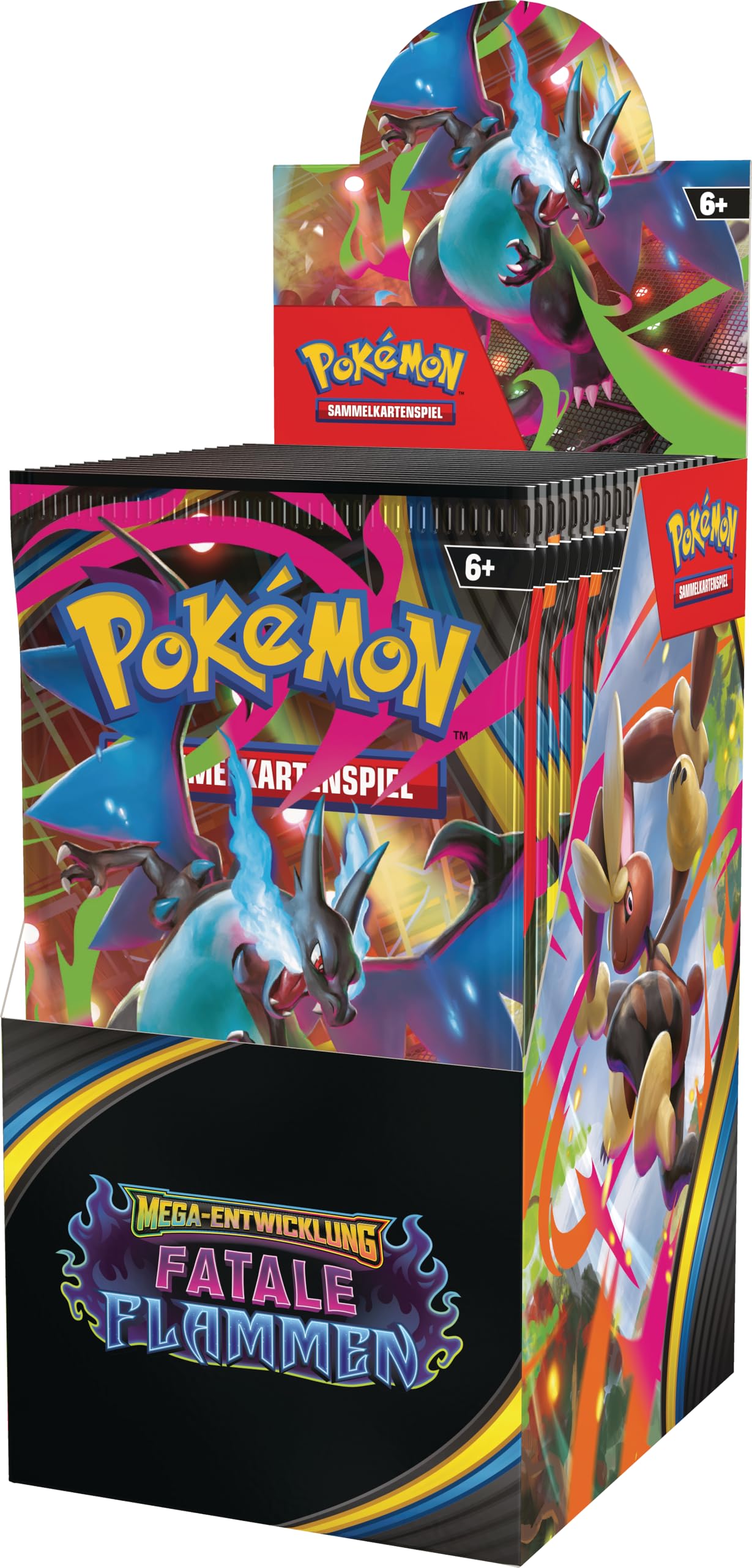 Pokémon-Sammelkartenspiel: Boosterpack-Display Mega-Entwicklung – Fatale Flammen (enthält 18 Boosterpacks)