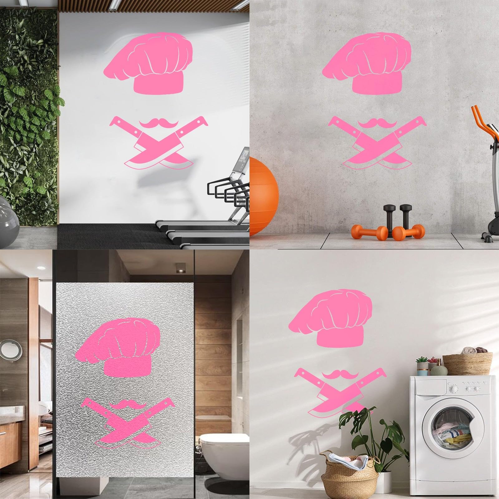 Chef Hat Wall Decals Kitchen Dinning Room Art Decor Mustache Knives Tools Vinyl Stickers Resturant Window Murals Decoration Small - Image 4