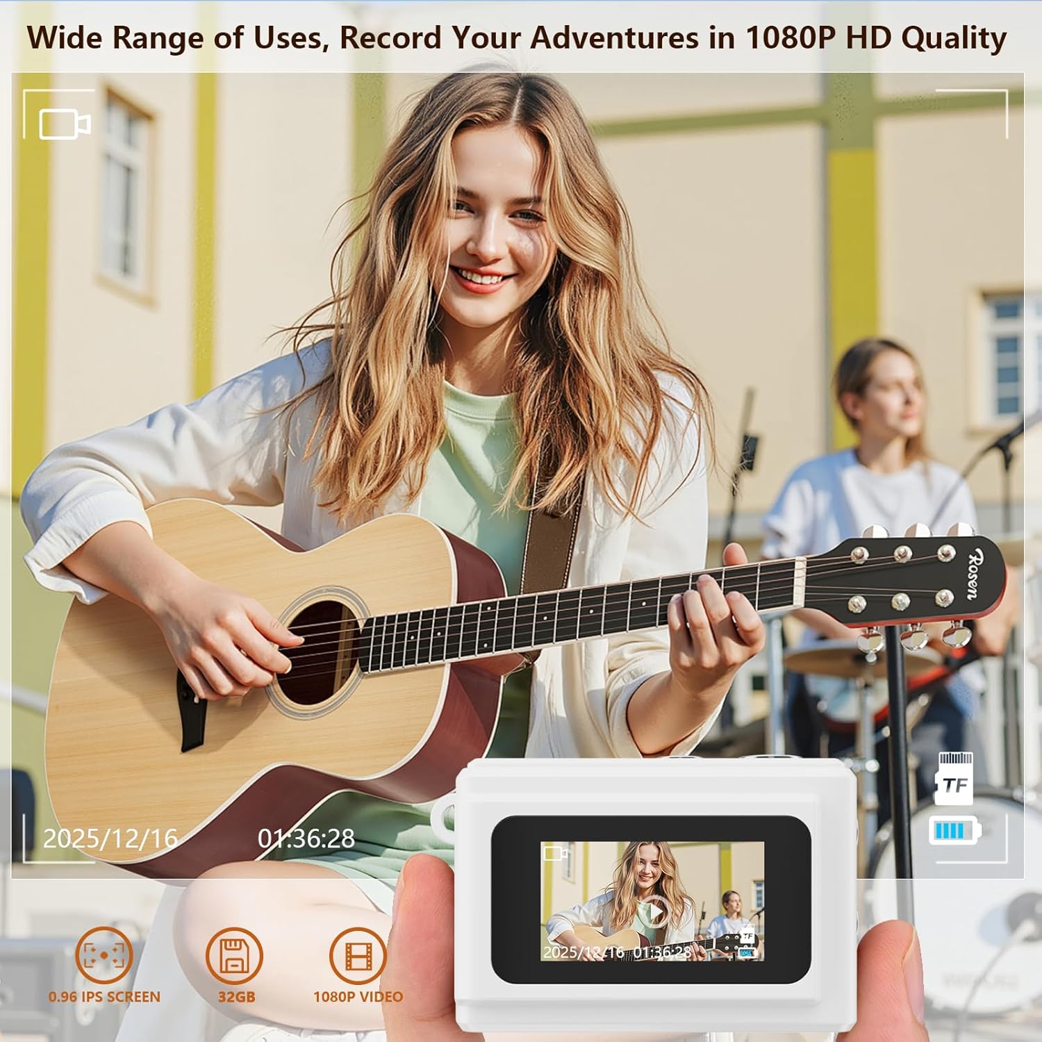 Mini Keychain Camera 1080P – Vintage Tiny Digital Camera with 32GB Card, 12MP Photo Mini Camera Keychain, Birthday Gifts for Women and Men, Cool Easter Gifts for Teens Girls Boys (White)