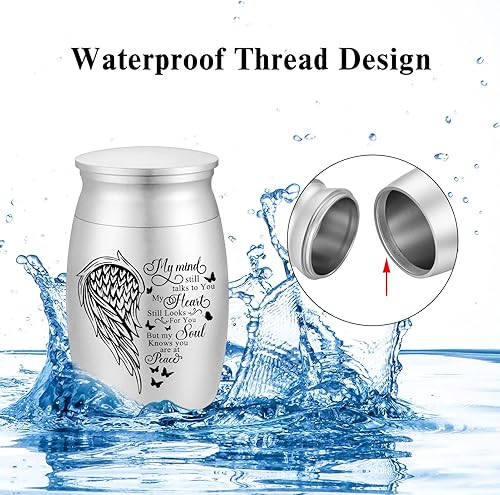 Miniatura 6 de Urnas pequeñas para cenizas humanas, mini urna de aluminio para cenizas ala pequeña urna de cremación conmemorativa soporte de cenizas - Cuando