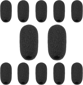 12 Pack Mini Foam Microphone Windscreen, Lapel Microphone Windscreen, Headset Mic Covers Sponge Protection for Variety of Headset Microphone, Noise Reduction Black